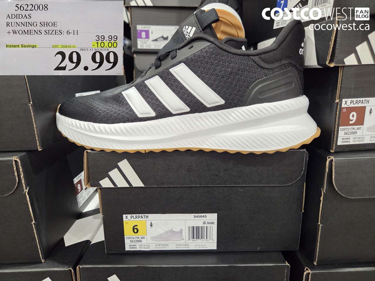 5622008 ADIDAS RUNNING SHOE WOMENS SIZES 6-11 ($10.00 INSTANT SAVINGS EXPIRES ON 2026-01-11) $29.99