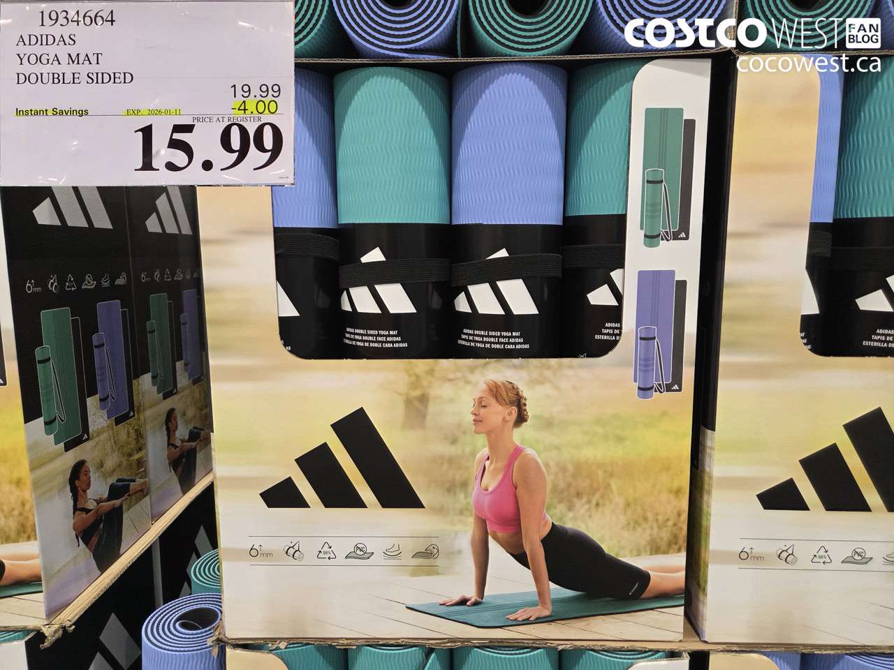 1934664 ADIDAS YOGA MAT DOUBLE SIDED ($4.00 INSTANT SAVINGS EXPIRES ON 2026-01-11) $15.99