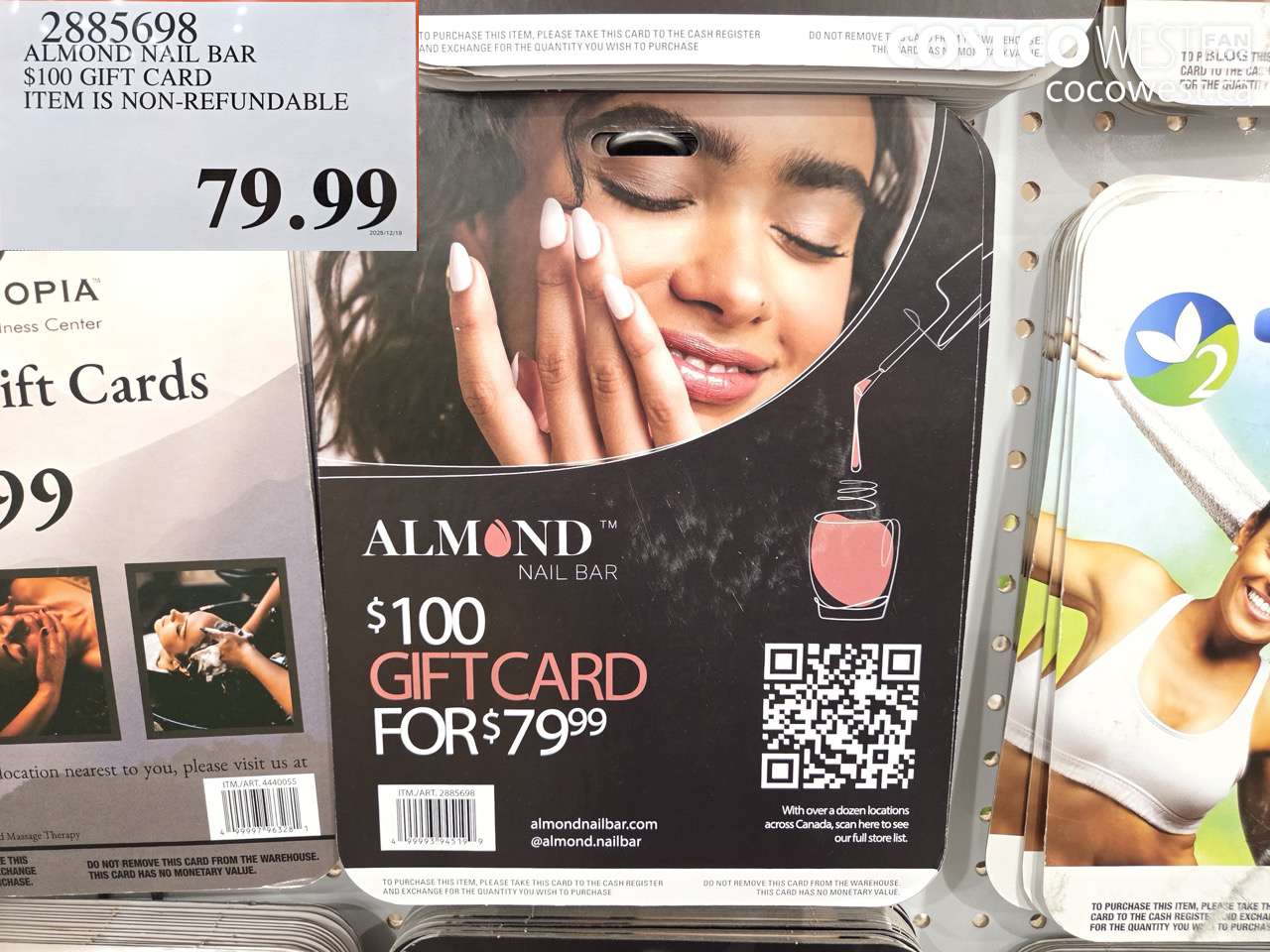2885698 ALMOND NAIL BAR $100 GIFT CARD ITEM IS NON-REFUNDABLE $79.99