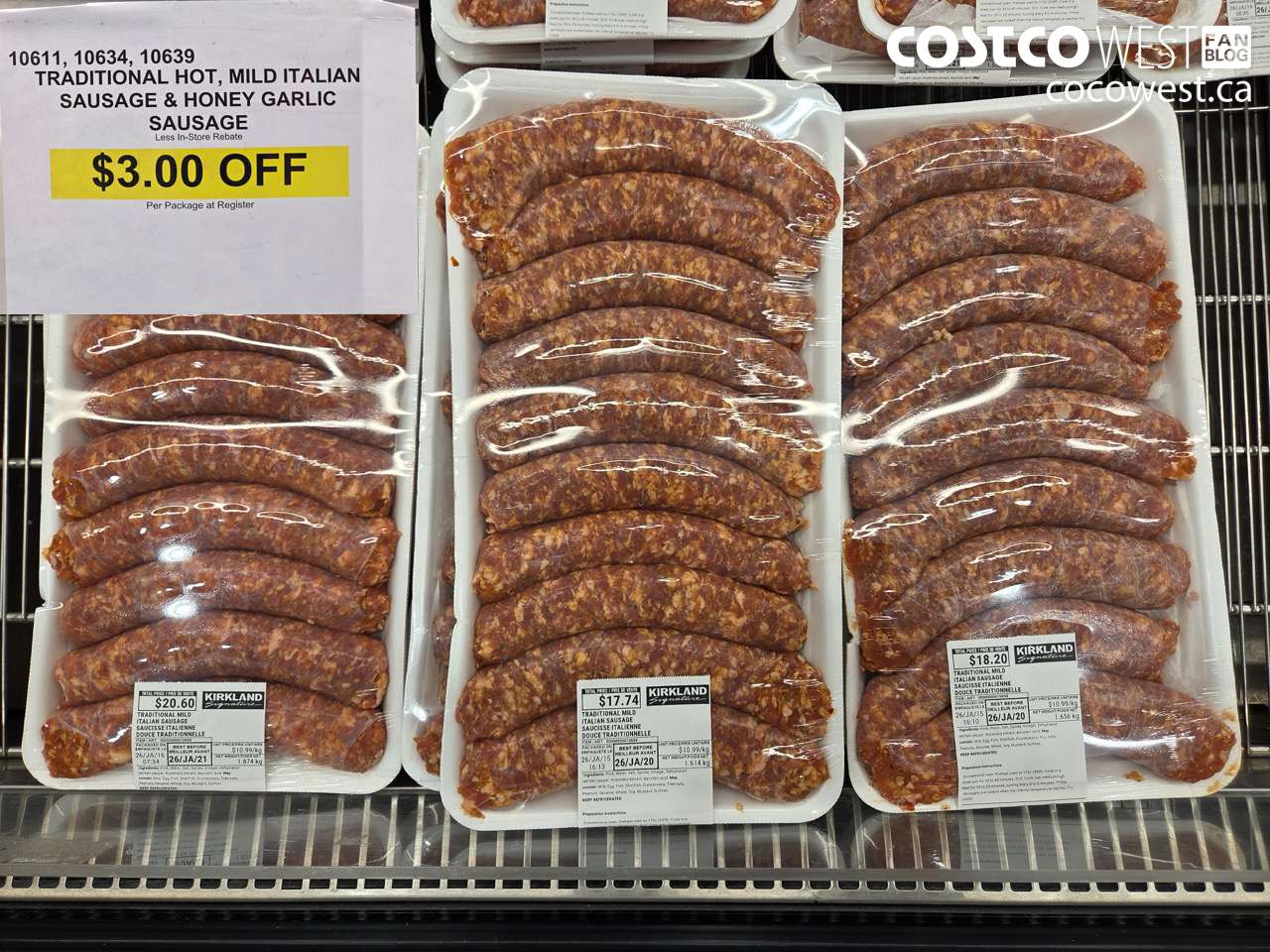 10611 (ALSO 10634 AND 10639) TRADITIONAL HOT, MILD & HONEY GARLIC SAUSAGE ($3.00 INSTANT SAVINGS)