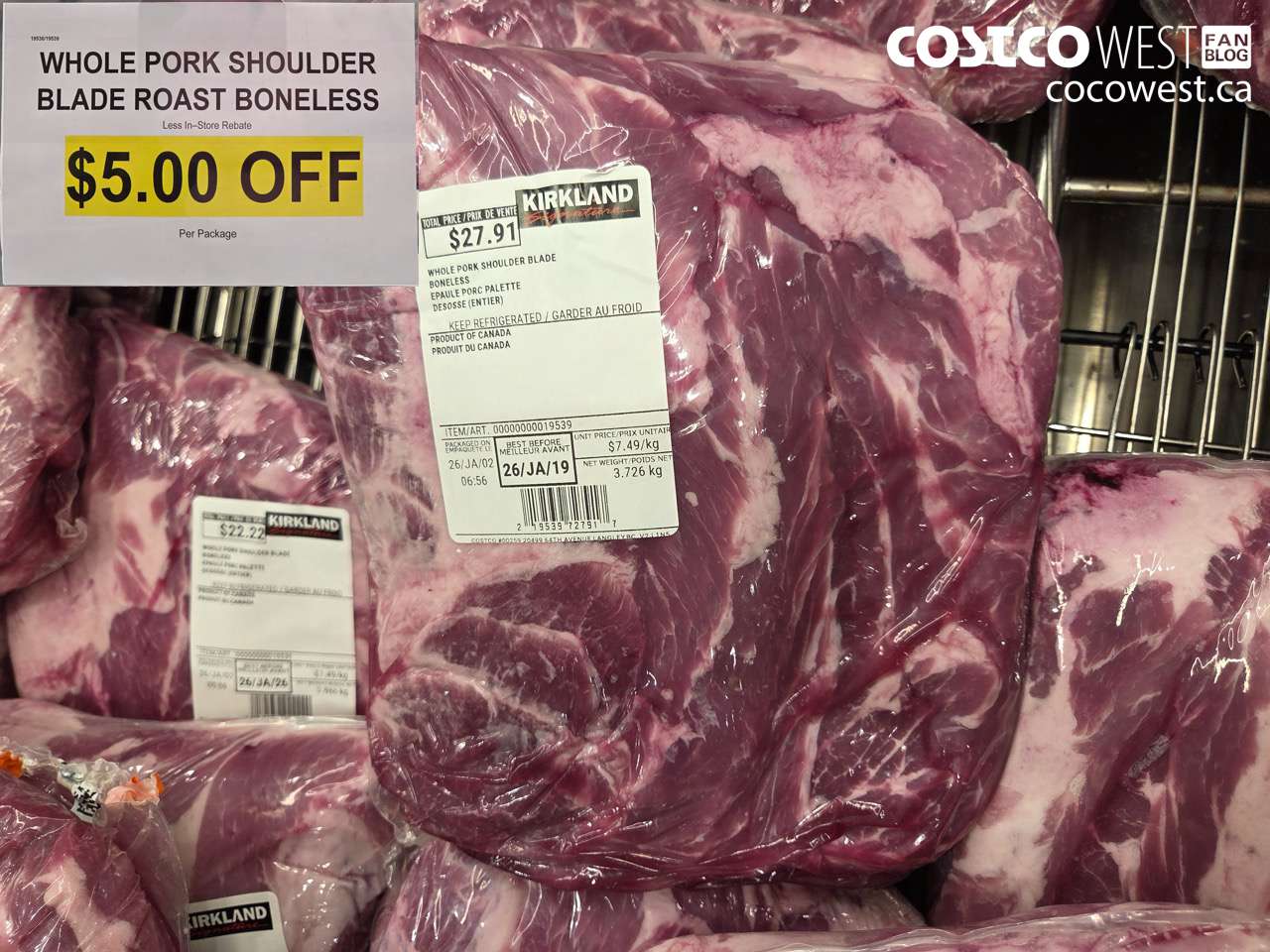 19536 (ALSO 19539) WHOLE PORK SHOULDER BLADE BONELESS ($5.00 INSTANT SAVINGS)