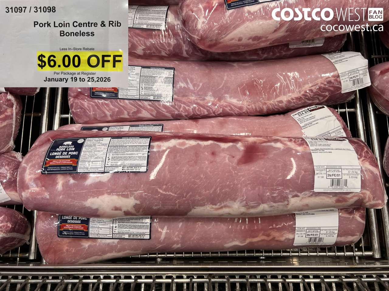 31097 (ALSO 31098) PORK LOIN CENTRE & RIB BONELESS ($6.00 INSTANT SAVINGS EXPIRES ON 2026-01-25)
