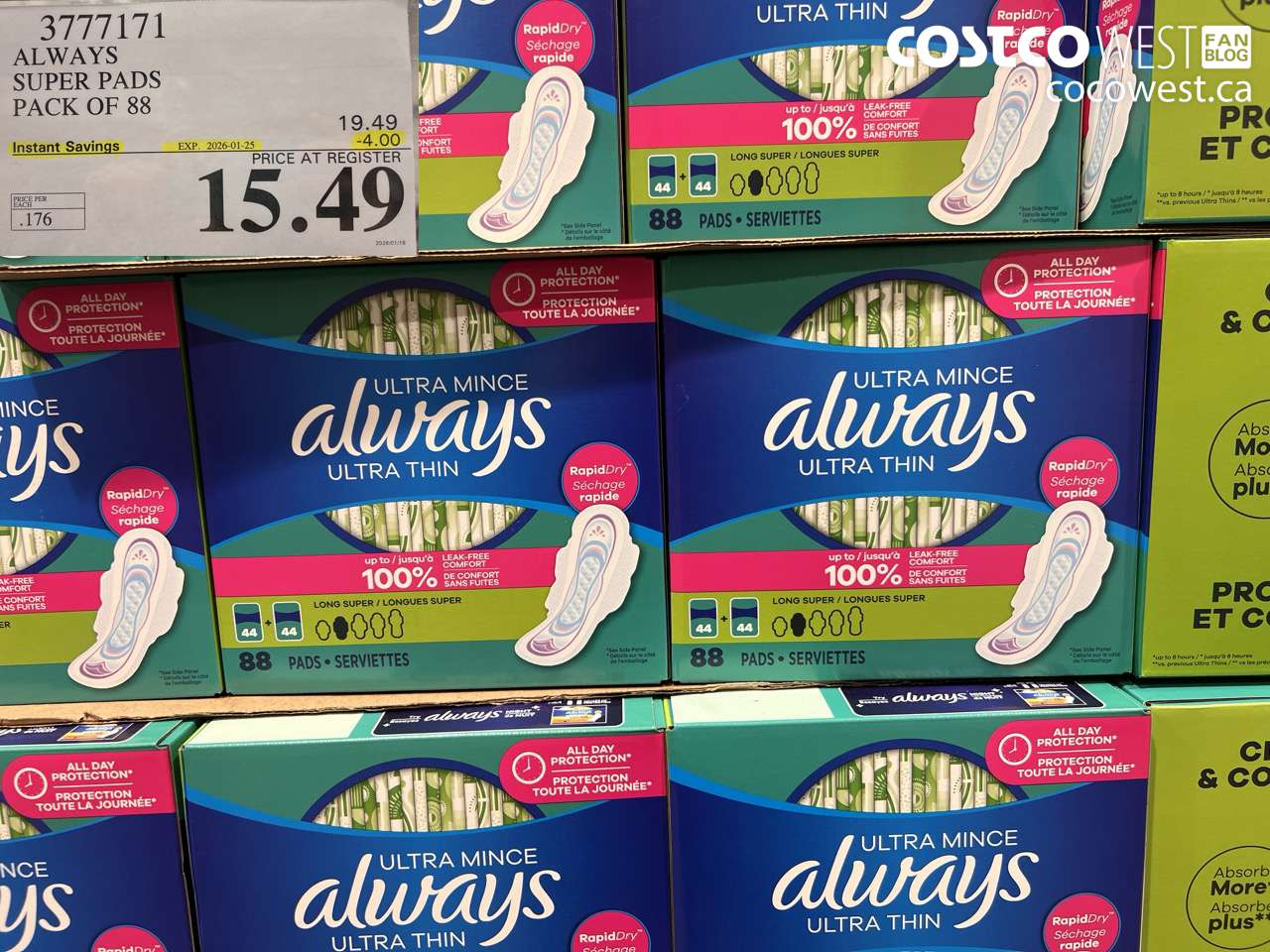 3777171 ALWAYS SUPER PADS PACK OF 88 ($4.00 INSTANT SAVINGS EXPIRES ON 2026-01-25) $15.49