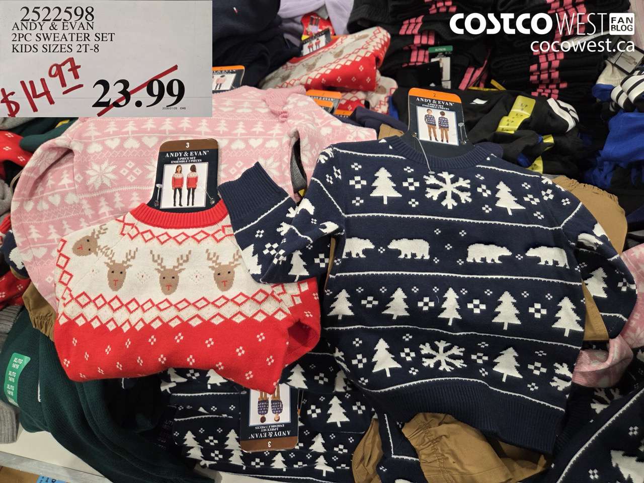 2522598 ANDY & EVAN 2PC SWEATER SET KIDS SIZES 2T-8 $14.97