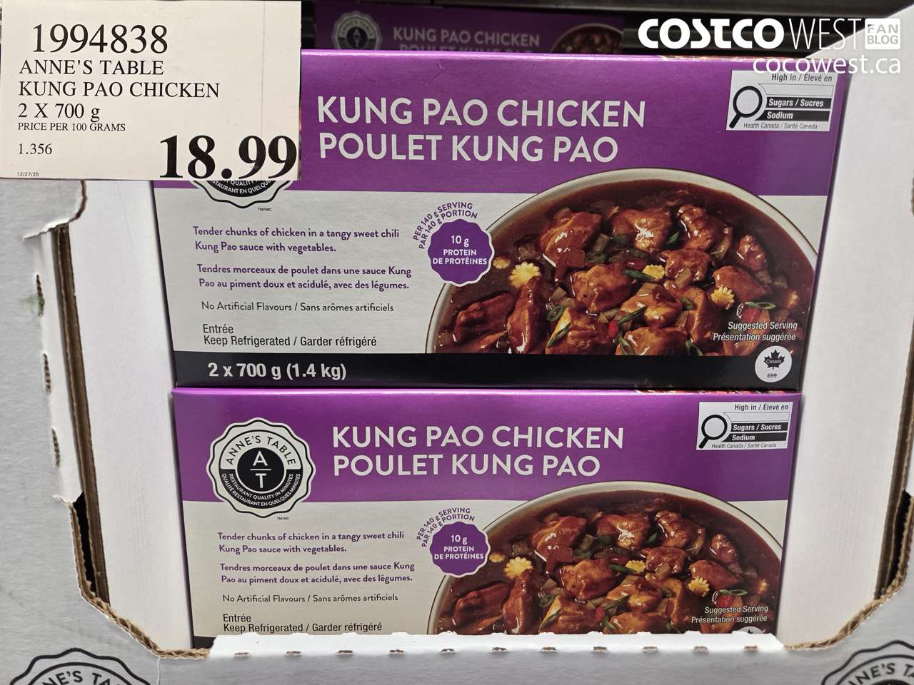 1994838 ANNE'S TABLE KUNG PAO CHICKEN 2 X 700G $18.99