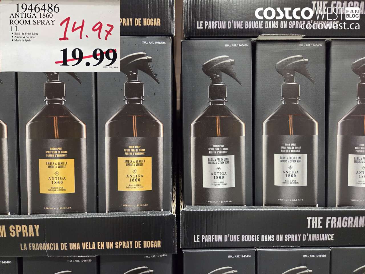 1946486 ANTIGA 1850 ROOM SPRAY 1L $14.97