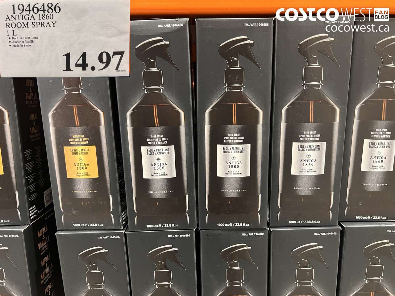 1946486 ANTIGA 1850 ROOM SPRAY 1L $14.97