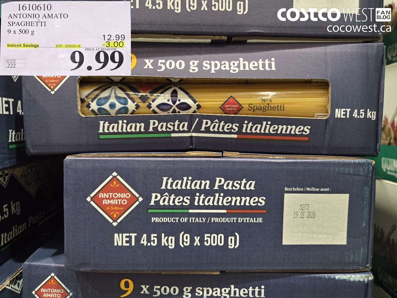 1610610 ANTONIO AMATO SPAGHETTI 9 X 500 G ($3.00 INSTANT SAVINGS EXPIRES ON 2026-01-18) $9.99