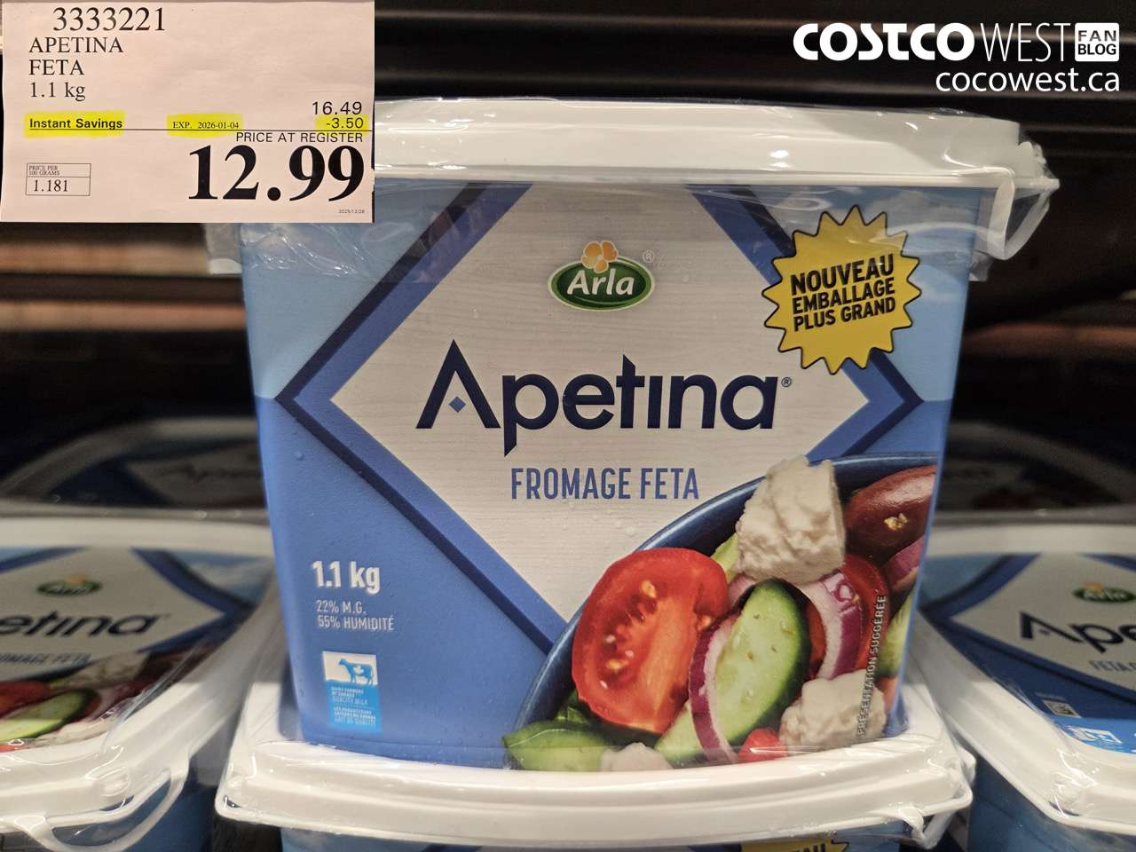 3333221 APETINA FETA 1.1KG ($3.50 INSTANT SAVINGS EXPIRES ON 2026-01-04) $12.99