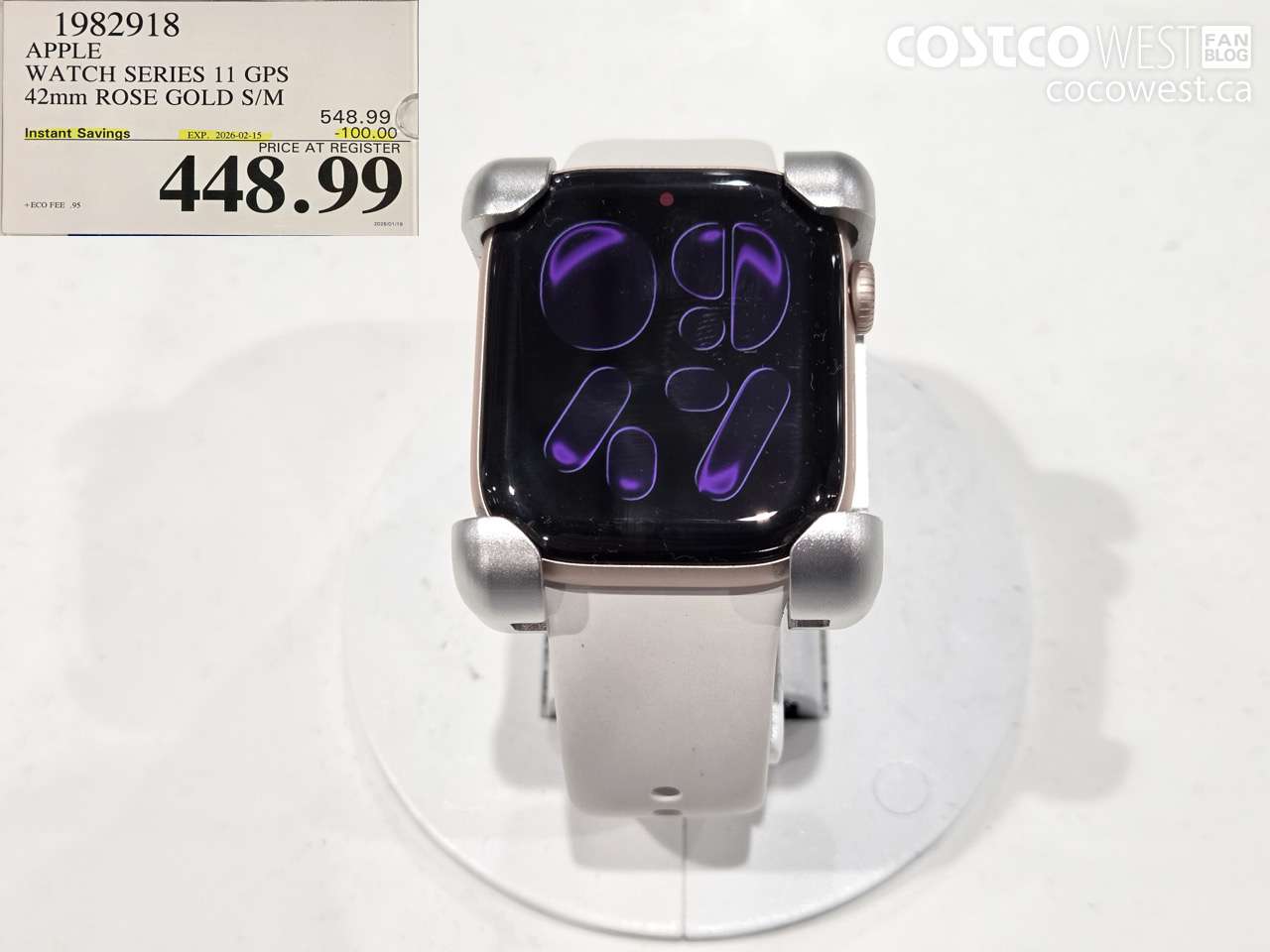 1982918 APPLE WATCH SERIES 11 GPS 42MM GOLD ROSE S/M ($100.00 INSTANT SAVINGS EXPIRES ON 2026-02-15) $448.99