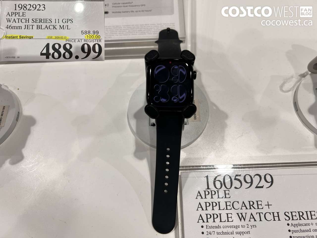 1982923 APPLE WATCH SERIES 11 GPS 44MM JET BLACK M/L ($100.00 INSTANT SAVINGS EXPIRES ON 2026-02-15) $488.99