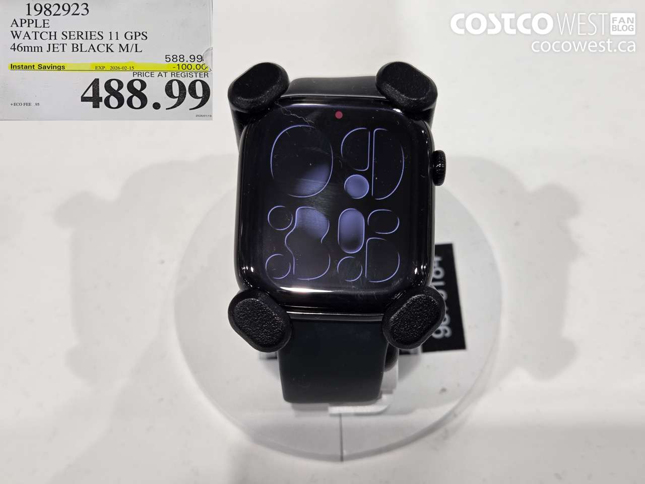 1982923 APPLE WATCH SERIES 11 GPS 44MM JET BLACK M/L ($100.00 INSTANT SAVINGS EXPIRES ON 2026-02-15) $488.99
