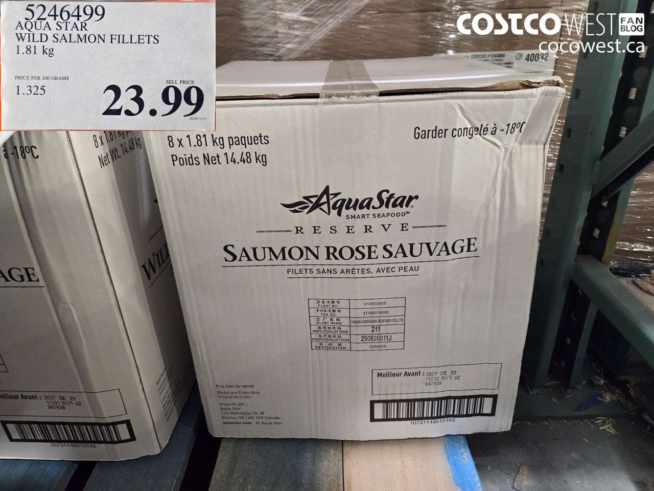 5246499 AQUA STAR WILD SALMON FILLETS 1.81 kg $23.99