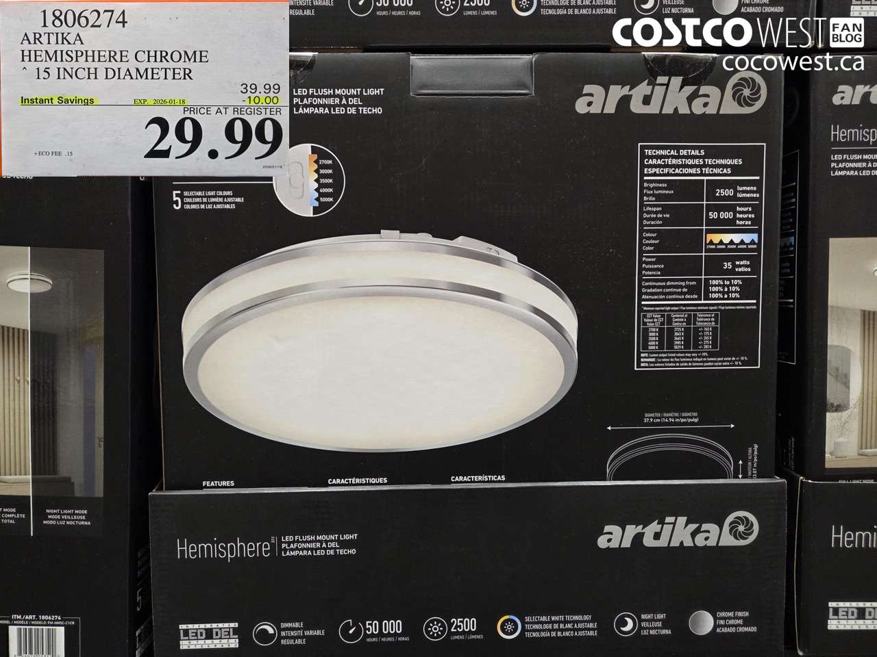 1806274 ARTIKA HEMISPHERE CHROME 15 INCH DIAMETER ($10.00 INSTANT SAVINGS EXPIRES ON 2026-01-18) $29.99