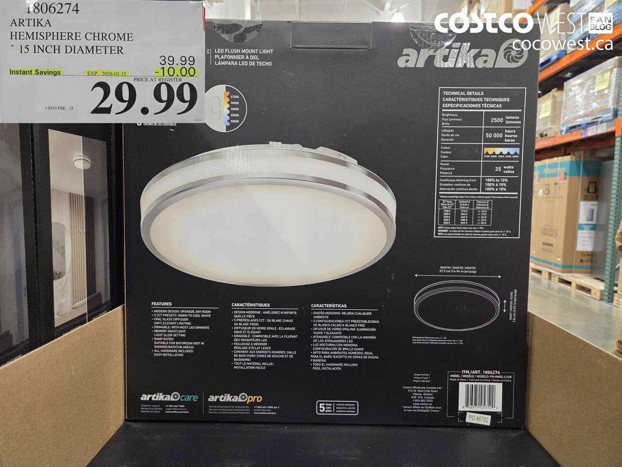 1806274 ARTIKA HEMISPHERE CHROME 15 INCH DIAMETER ($10.00 INSTANT SAVINGS EXPIRES ON 2026-02-15) $29.99