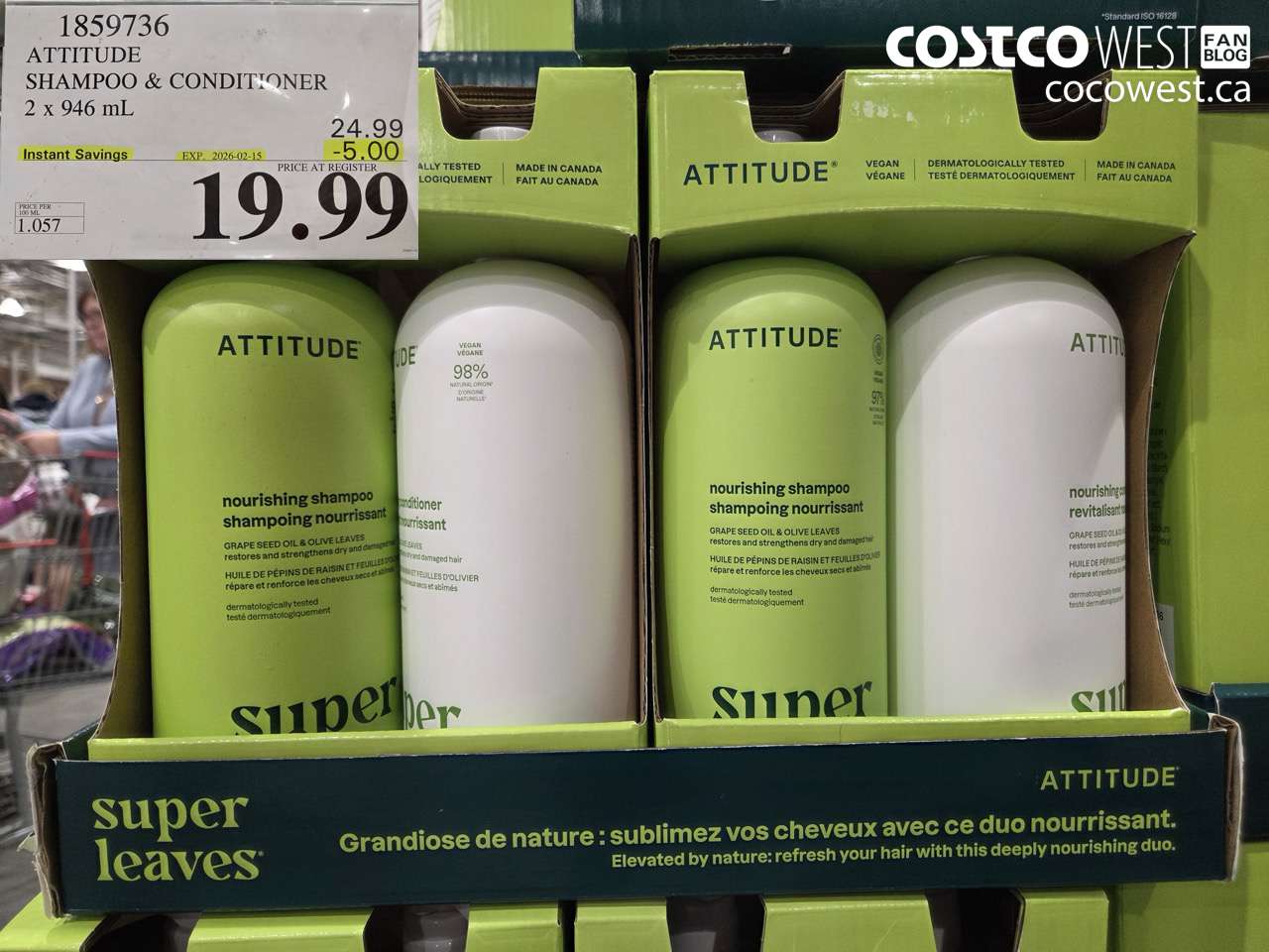 1859736 ATTITUDE SHAMPOO & CONDITIONER 2 X 946ML ($5.00 INSTANT SAVINGS EXPIRES ON 2026-02-15) $19.99