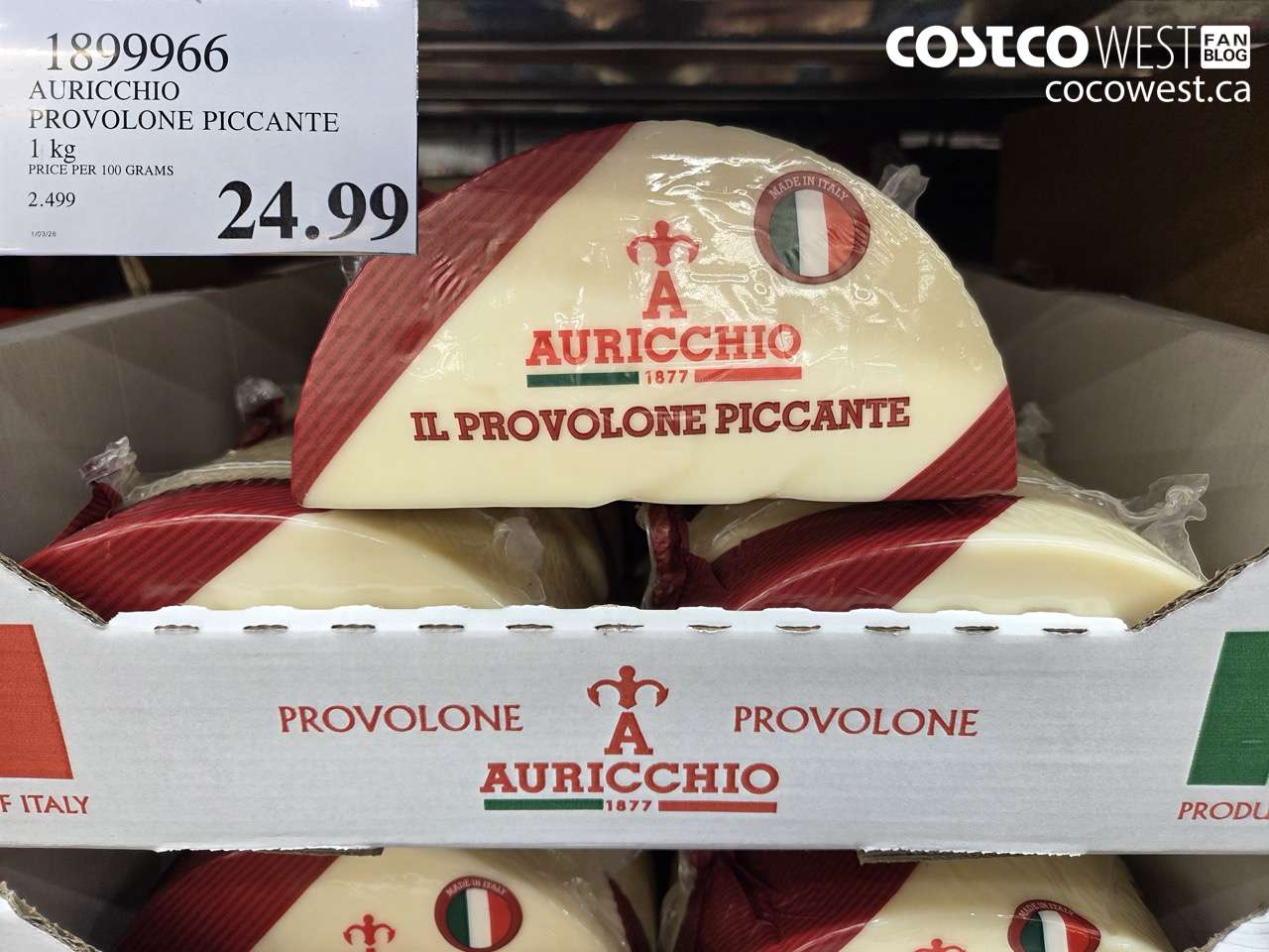 1899966 AURICCHIO PROVOLONE PICCANTE 1KG $24.99