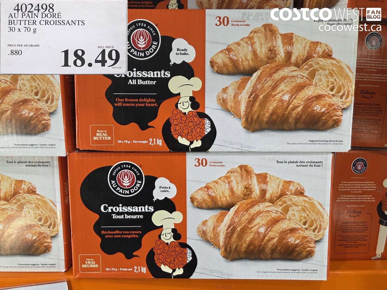 402498 AU PAIN DORE BUTTER CROISSANTS 30 X 70 G $18.49