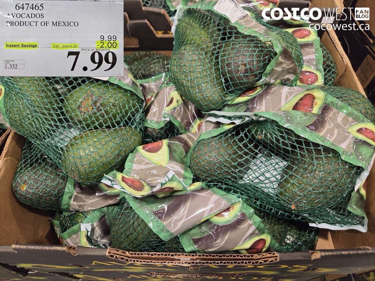 647465 AVOCADOS PRODUCT OF MEXICO ($2.00 INSTANT SAVINGS EXPIRES ON 2026-01-25) $7.99