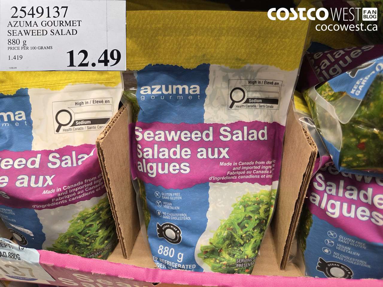 2549137 AZUMA GOURMET SEAWEED SALAD 880G $12.49