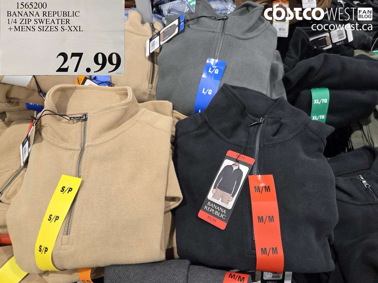 1565200 BANANA REPUBLIC 1/4 ZIP SWEATER MENS SIZES S-XXL $27.99