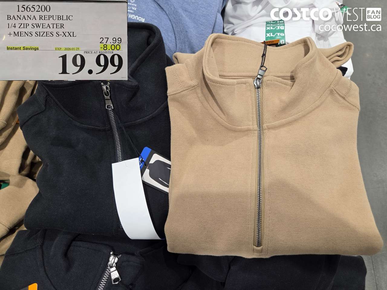 1565200 BANANA REPUBLIC 1/4 ZIP SWEATER MENS SIZES S-XXL ($8.00 INSTANT SAVINGS EXPIRES ON 2026-01-25) $19.99