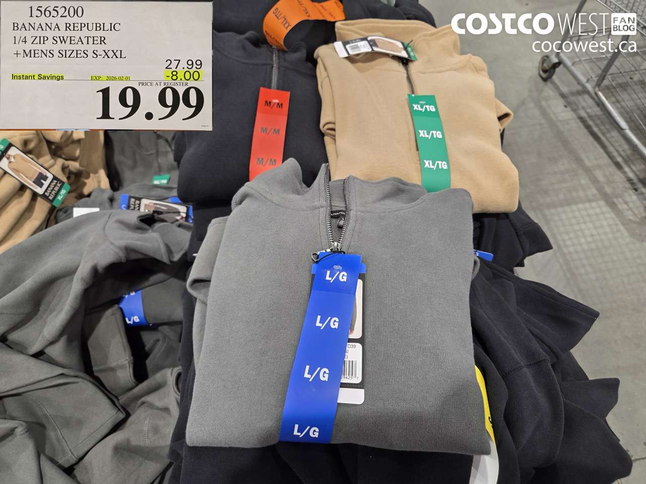 1565200 BANANA REPUBLIC 1/4 ZIP SWEATER MENS SIZES S-XXL ($8.00 INSTANT SAVINGS EXPIRES ON 2026-02-01) $19.99