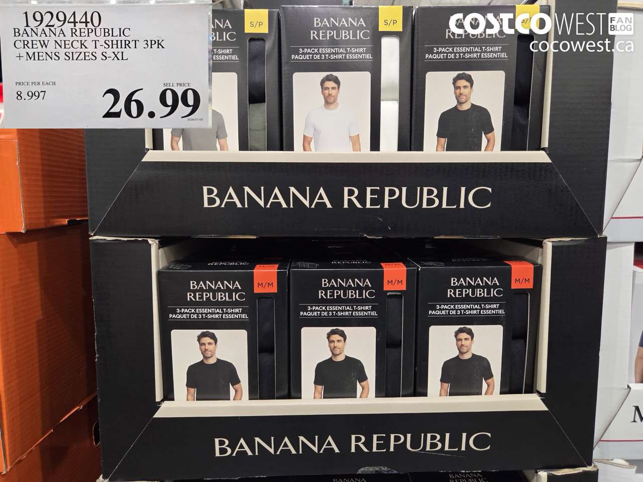 1929440 BANANA REPUBLIC CREW NECK T-SHIRT 3PK MENS SIZES S-XL $26.99