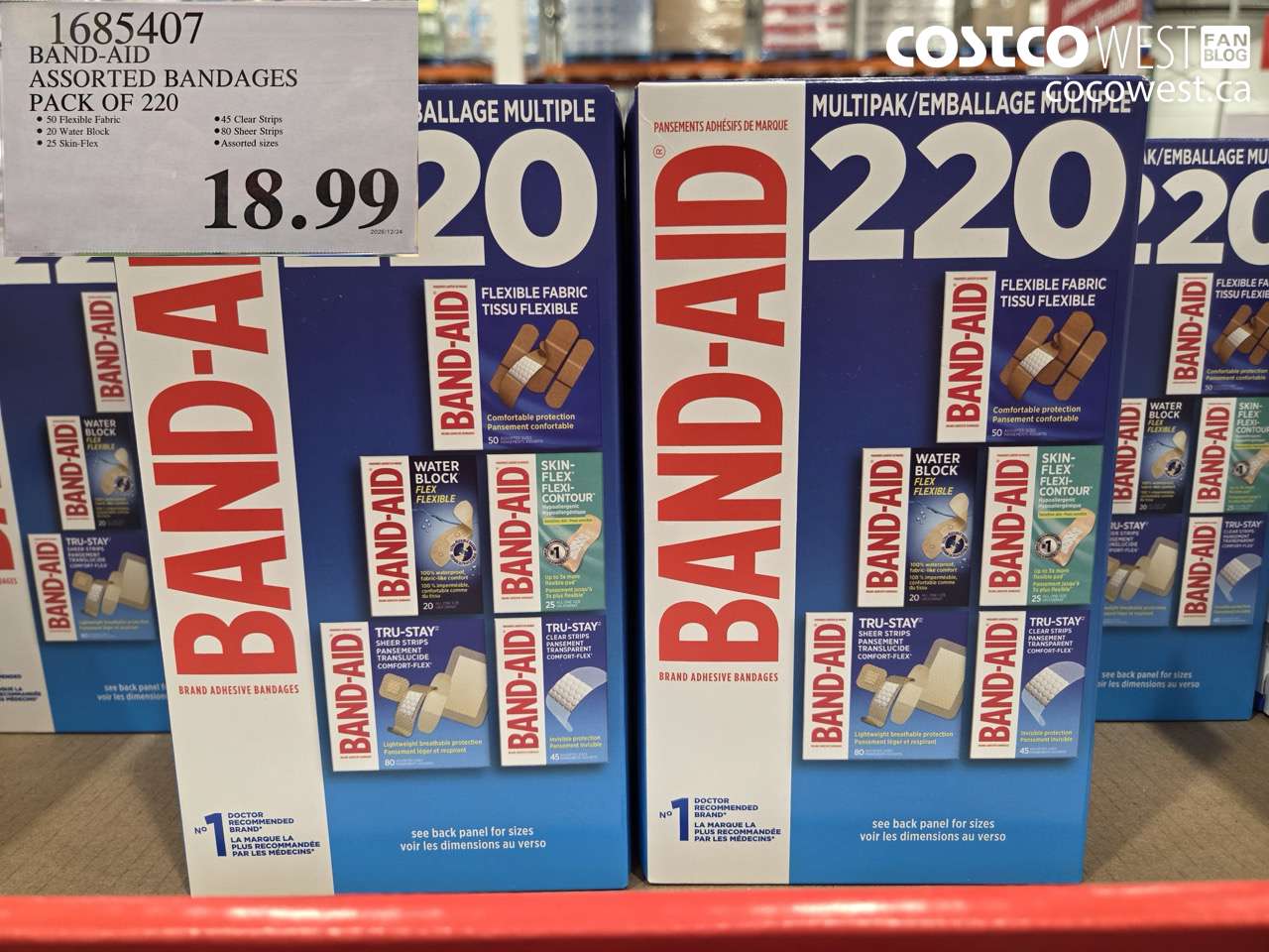 1685407 BAND-AID ASSORTED BANDAGES PACK OF 220 $18.99