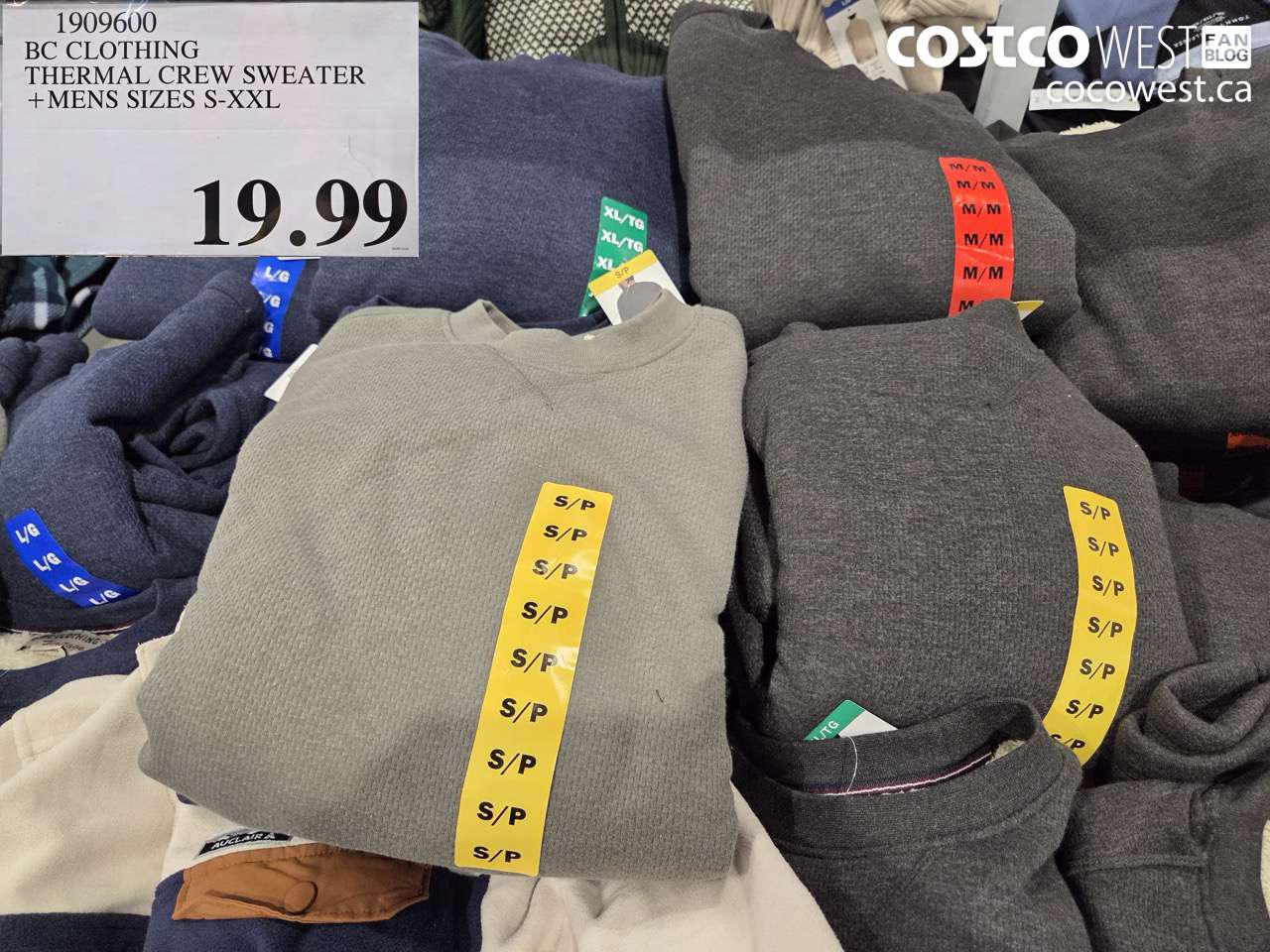 1909600 BC CLOTHING THERMAL CREW SWEATER MENS SIZES S-XXL $19.99