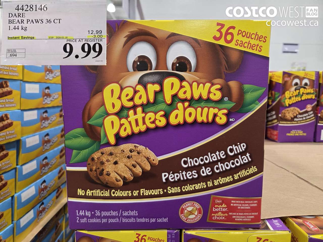 4428146 BEAR PAWS 36 CT 1.44 kg ($3.00 INSTANT SAVINGS EXPIRES ON 2026-01-18) $9.99