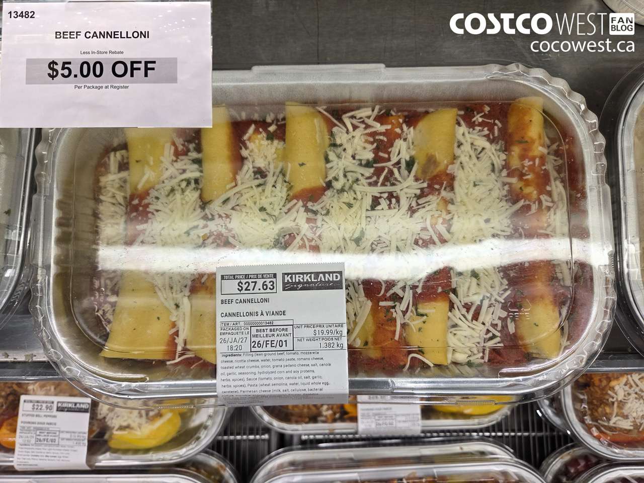 13482 BEEF CANNELLONI ($5.00 INSTANT SAVINGS)