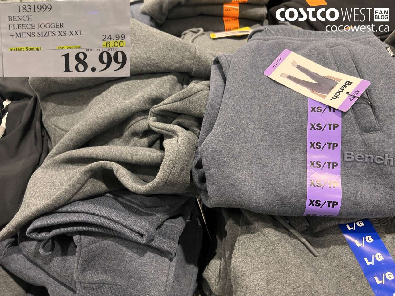 1831999 BENCH FLEECE JOGGER MENS SIZES XS-XXL ($6.00 INSTANT SAVINGS EXPIRES ON 2026-02-01) $18.99