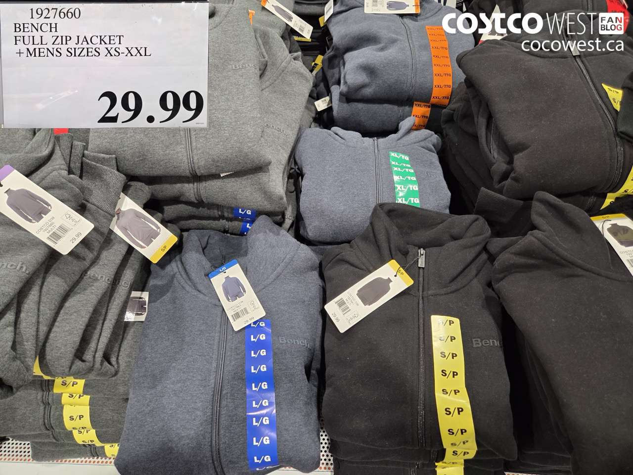 1927660 BENCH FULL ZIP JACKET MENS SIZES XS-XXL $29.99