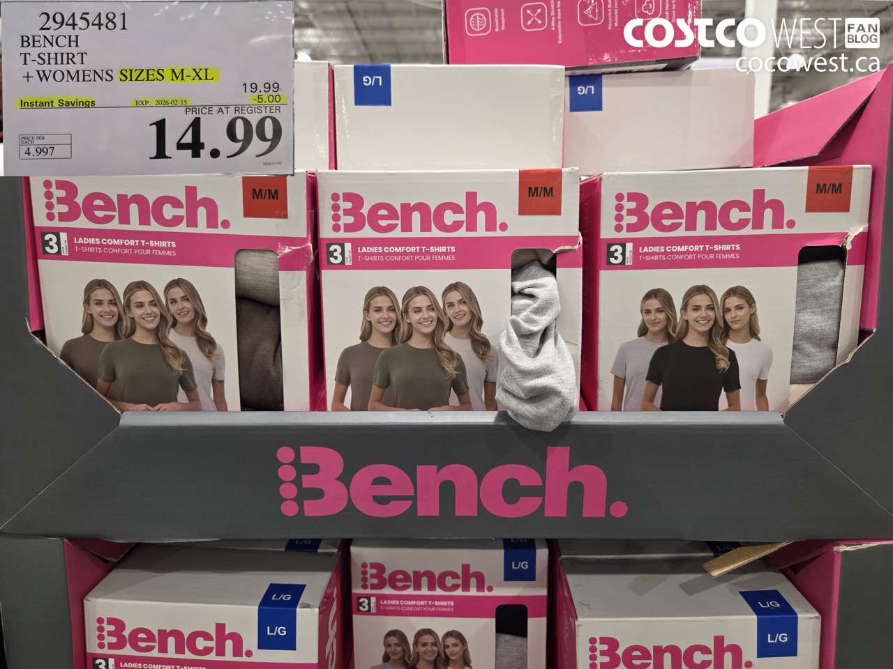 2945481 BENCH T-SHIRT WOMENS SIZES M-XL ($5.00 INSTANT SAVINGS EXPIRES ON 2026-02-15) $14.99