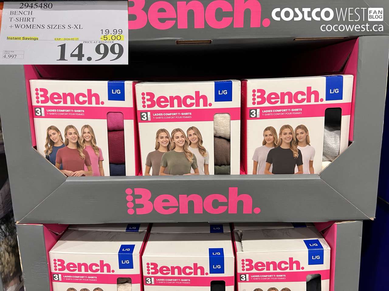 2945480 BENCH T-SHIRT WOMENS SIZES S-XL ($5.00 INSTANT SAVINGS EXPIRES ON 2026-02-15) $14.99