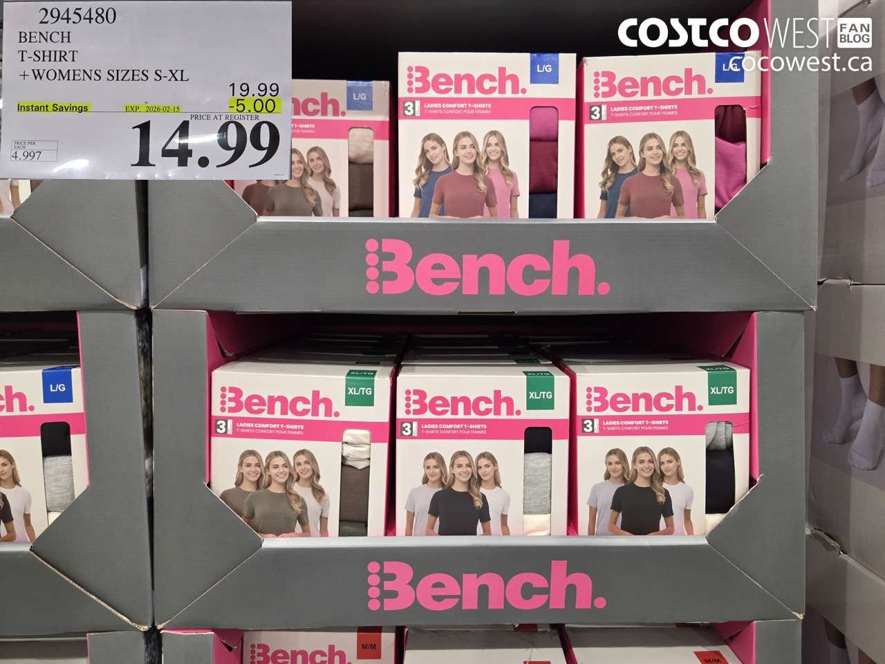 2945480 BENCH T-SHIRT WOMENS SIZES S-XL ($5.00 INSTANT SAVINGS EXPIRES ON 2026-02-15) $14.99