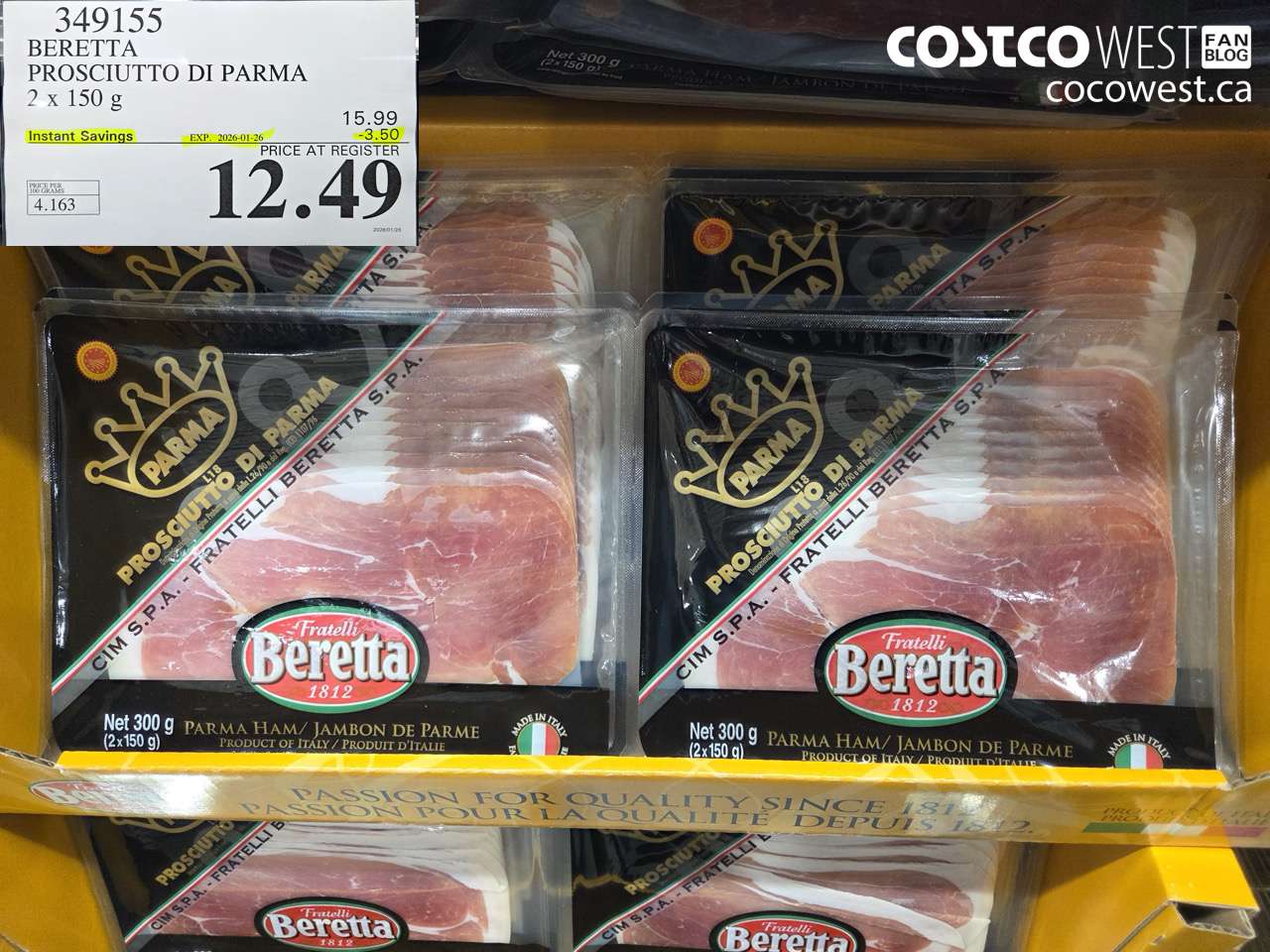 349155 BERETTA PROSCIUTTO DI PARMA 2 x 150 g ($3.50 INSTANT SAVINGS EXPIRES ON 2026-01-26) $12.49