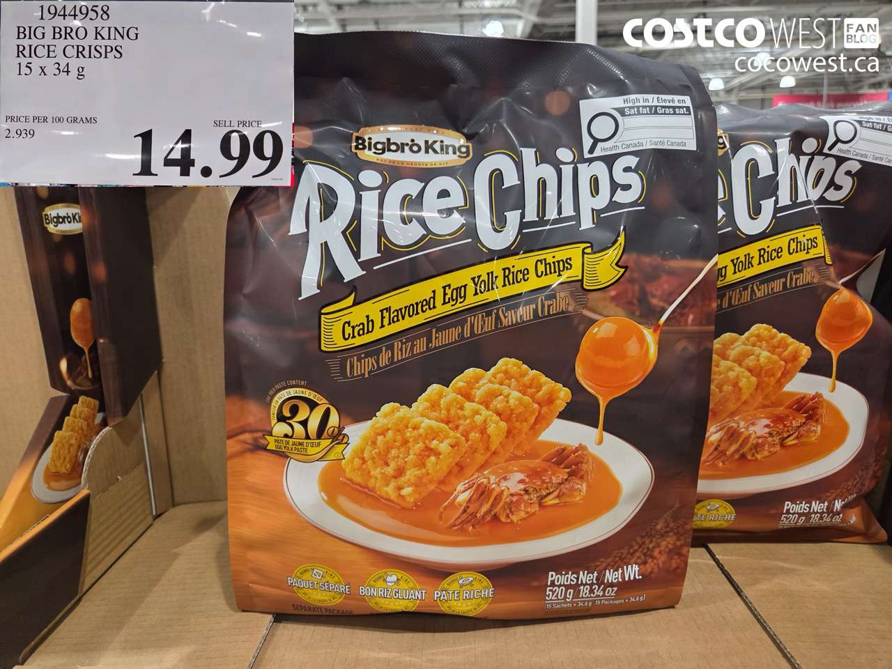 1944958 BIG BRO KING RICE CRISPS 15 X 34G $14.99