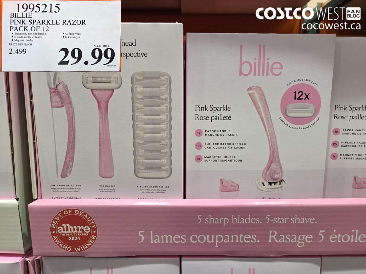 1995215 BILLIE PINK SPARKLE RAZOR PACK OF 12 $29.99