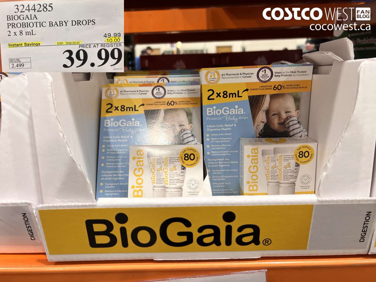3244285 BIOBAIA PROBIOTIC BABY DROPS 2 X 8ML ($10.00 INSTANT SAVINGS EXPIRES ON 2026-02-01) $39.99