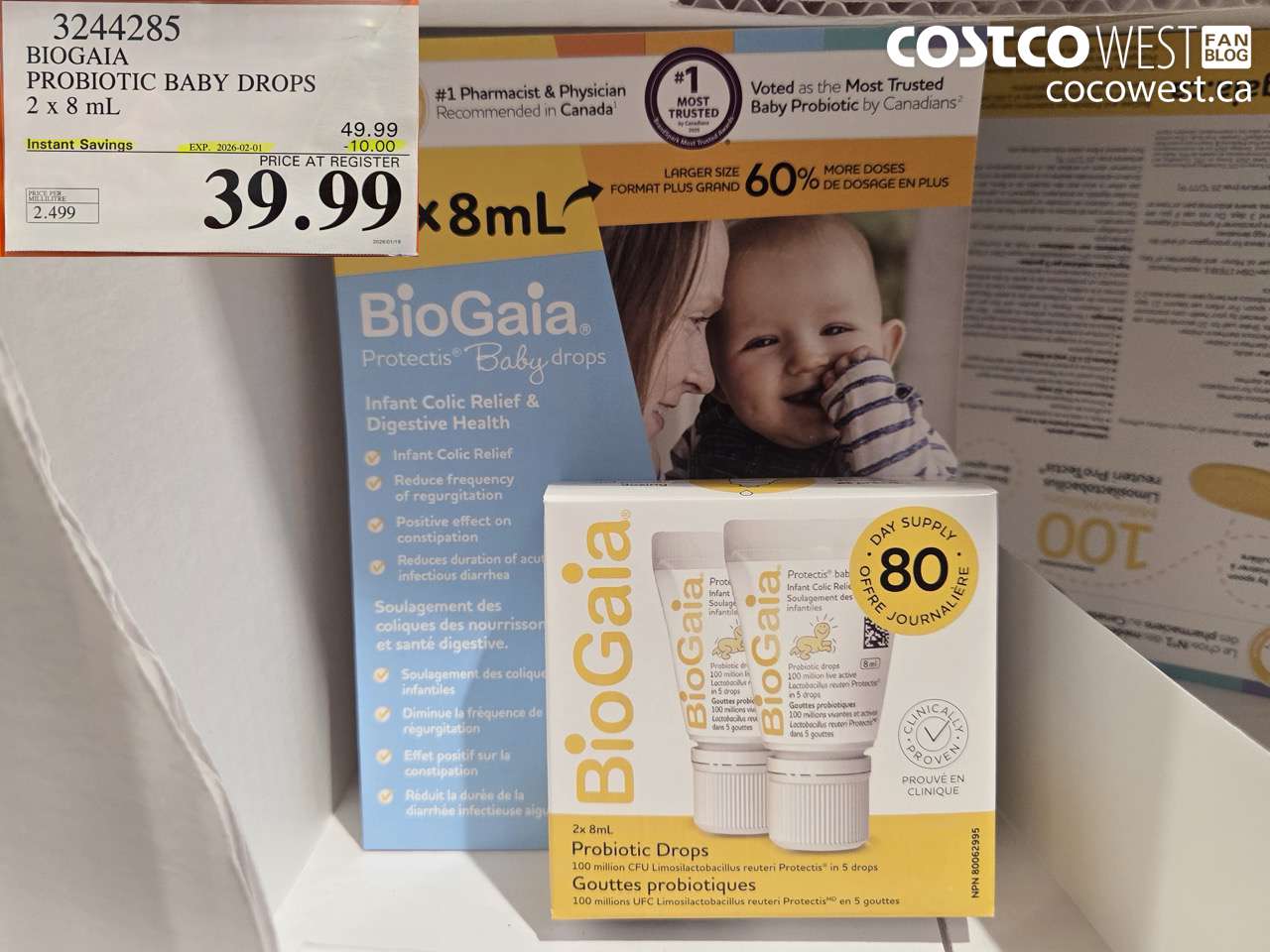 3244285 BIOBAIA PROBIOTIC BABY DROPS 2 X 8ML ($10.00 INSTANT SAVINGS EXPIRES ON 2026-02-01) $39.99