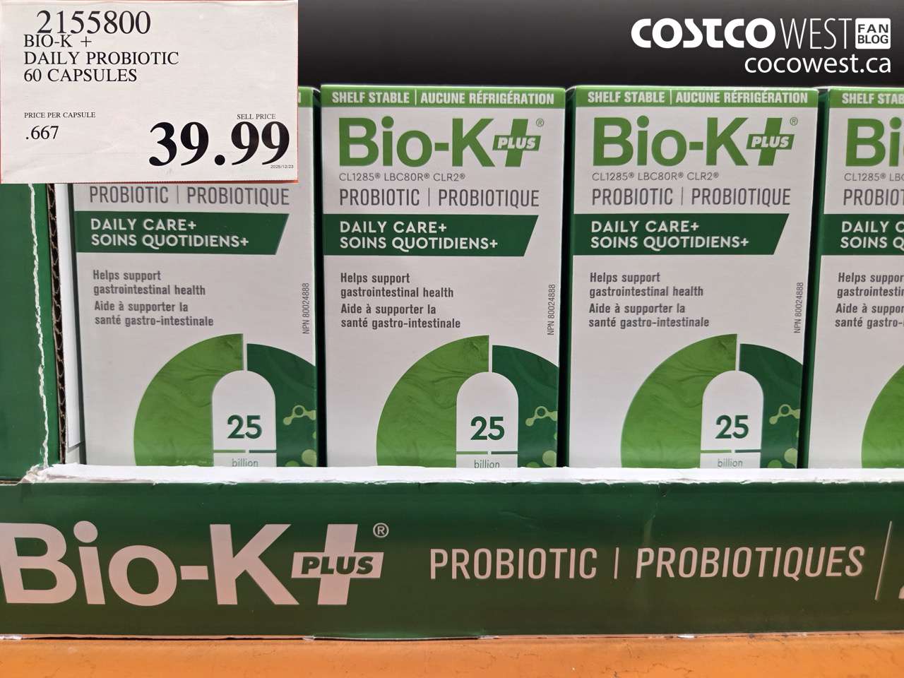 2155800 BIO-K + DAILY PROBIOTIC 60 CAPSULES $39.99