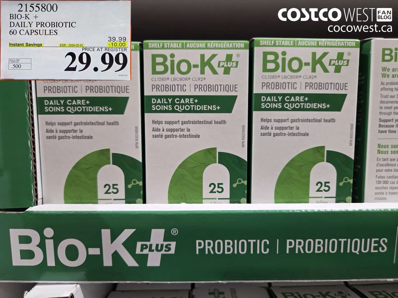 2155800 BIO-K + DAILY PROBIOTIC 60 CAPSULES ($10.00 INSTANT SAVINGS EXPIRES ON 2026-02-01) $29.99