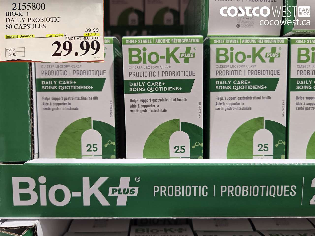 2155800 BIO-K + DAILY PROBIOTIC 60 CAPSULES ($10.00 INSTANT SAVINGS EXPIRES ON 2026-02-01) $29.99