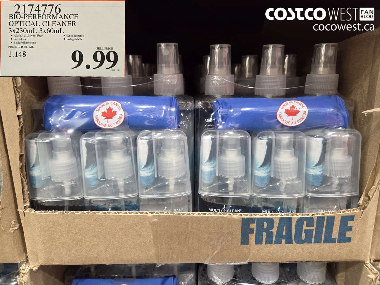 2174776 BIO-PERFORMANCE OPTICAL CLEANER 3X230ML 3X60ML $9.99