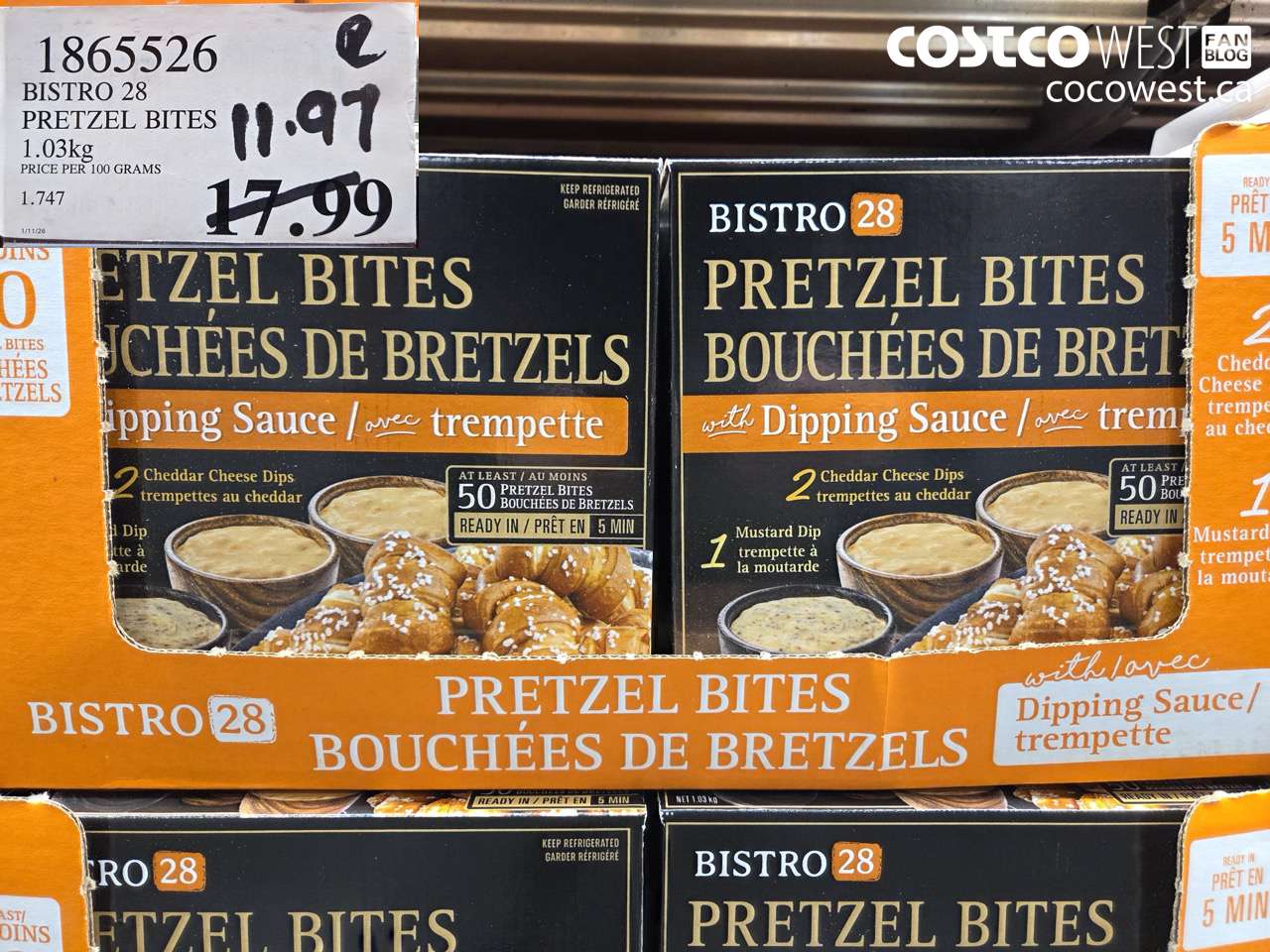 1865526 BISTRO 28 PRETZEL BITES 1.03KG $11.97