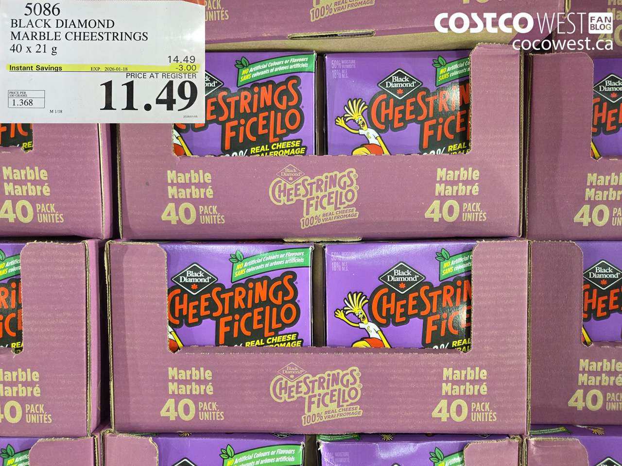 5086 BLACK DIAMOND MARBLE CHEESTRINGS 40 x 21 g ($3.00 INSTANT SAVINGS EXPIRES ON 2026-01-18) $11.49