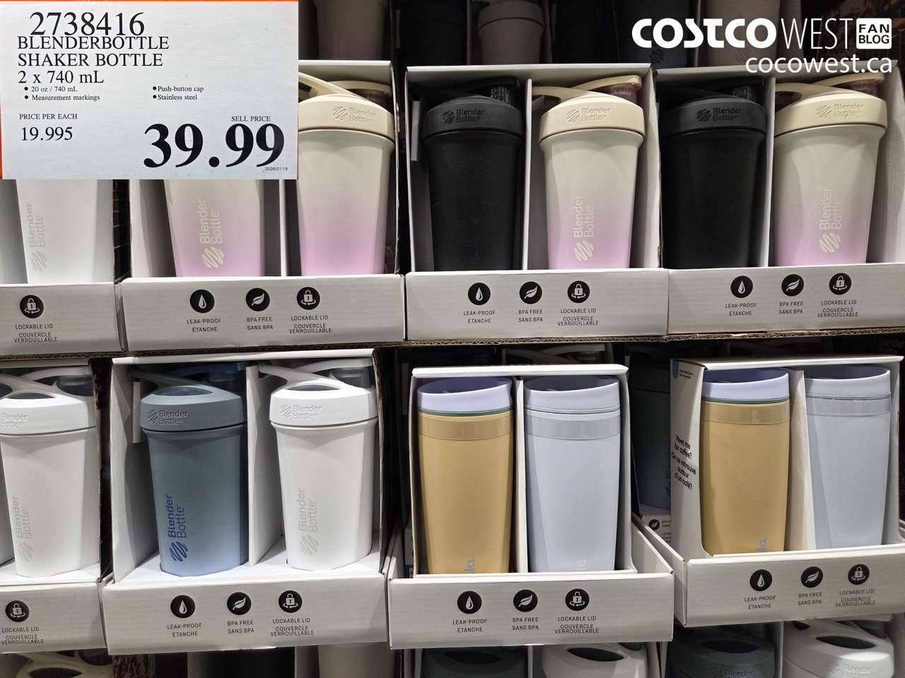 2738416 BLENDERBOTTLE SHAKER BOTTLE 2 X 740ML $39.99