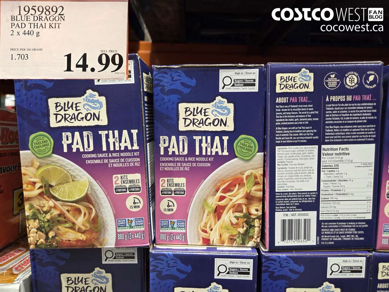 1959892 BLUE DRAGON PAD THAI KIT 2 X 440G $14.99